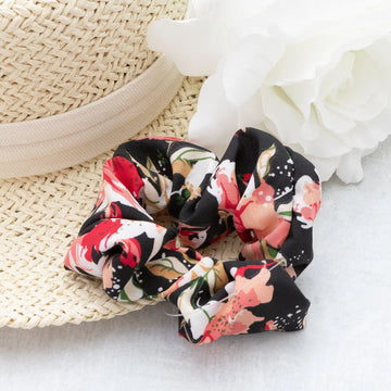 Mixed Floral Hair Scrunchy in Black and Various Colors Judson