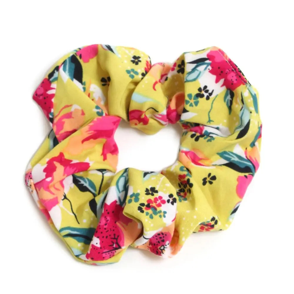 Mixed Floral Hair Scrunchy in Light Yellow and Various Colors Judson