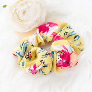 Mixed Floral Hair Scrunchy in Light Yellow and Various Colors Judson