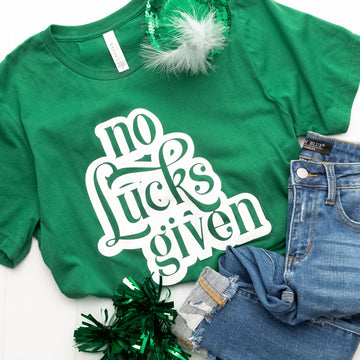 No Lucks Given Graphic Tee in Kelly Green with Short Sleeves Judson