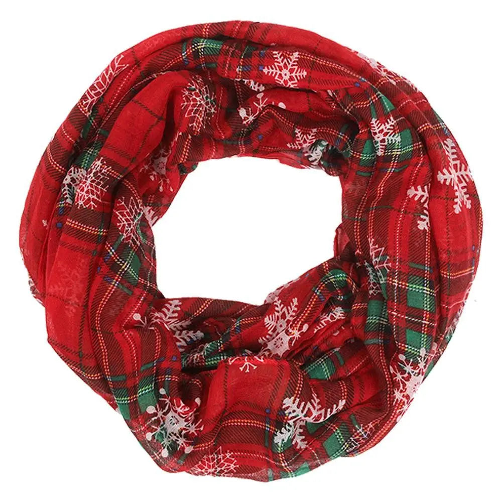 Plaid Christmas with Snowflakes Infinity Scarf Judson