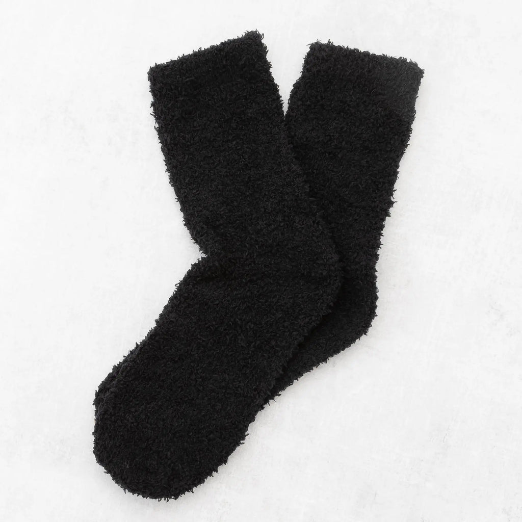 Plush Knit Socks Mid-Rise Solid Basic Black Amazingly Super Snuggly Judson