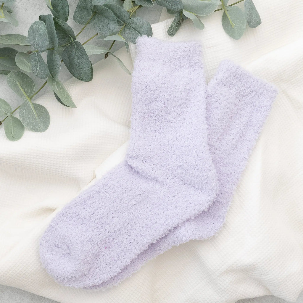 Plush Knit Socks Mid-Rise Solid Basic Lilac Amazingly Super Snuggly Judson
