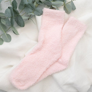 Plush Knit Socks Mid-Rise Solid Basic Pink Amazingly Super Snuggly Judson