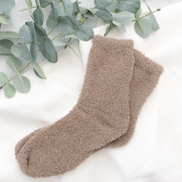 Plush Knit Socks Mid-Rise Solid Basic Taupe Amazingly Super Snuggly Judson
