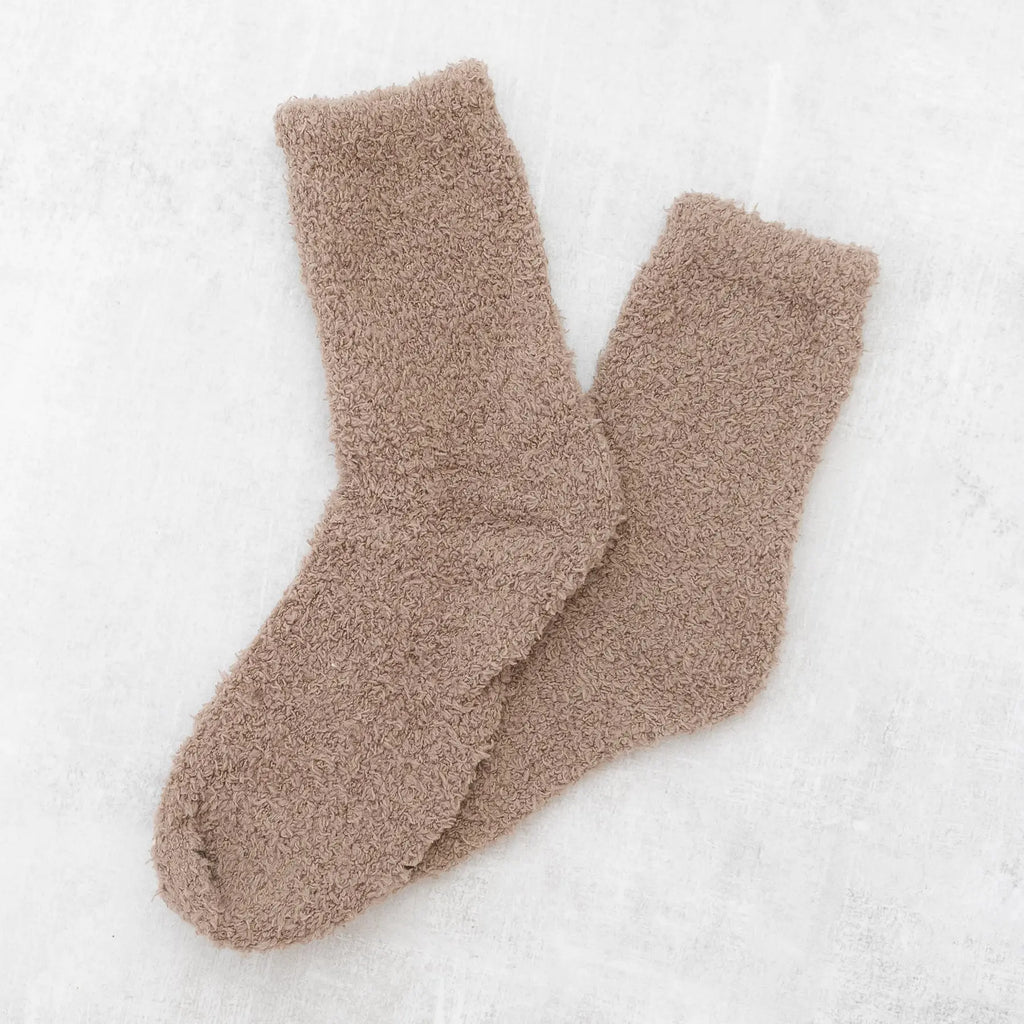 Plush Knit Socks Mid-Rise Solid Basic Taupe Amazingly Super Snuggly Judson