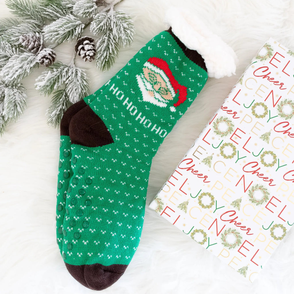 Santa Faux Sherpa Fuzzy and Cozy Christmas Socks Judson
