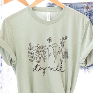 Stay Wild Light Green Short Sleeve Graphic Tee Judson