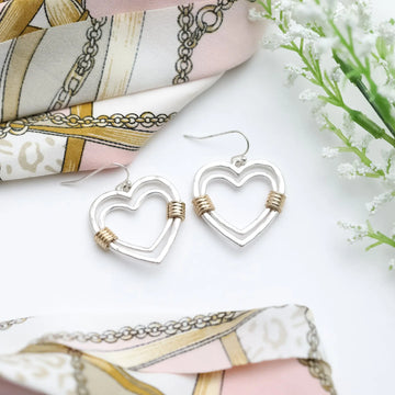 Sweetheart Heart Gold Earrings in Silver-tone Drop Style Judson
