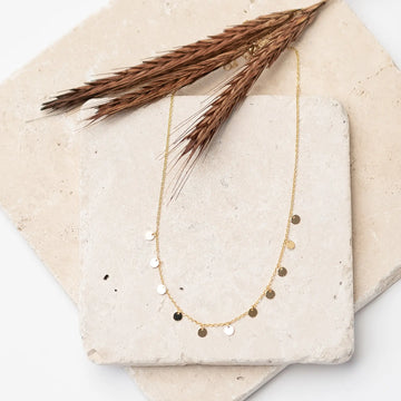 Tiny Circle Dangling Gold-tone Short Necklace Judson