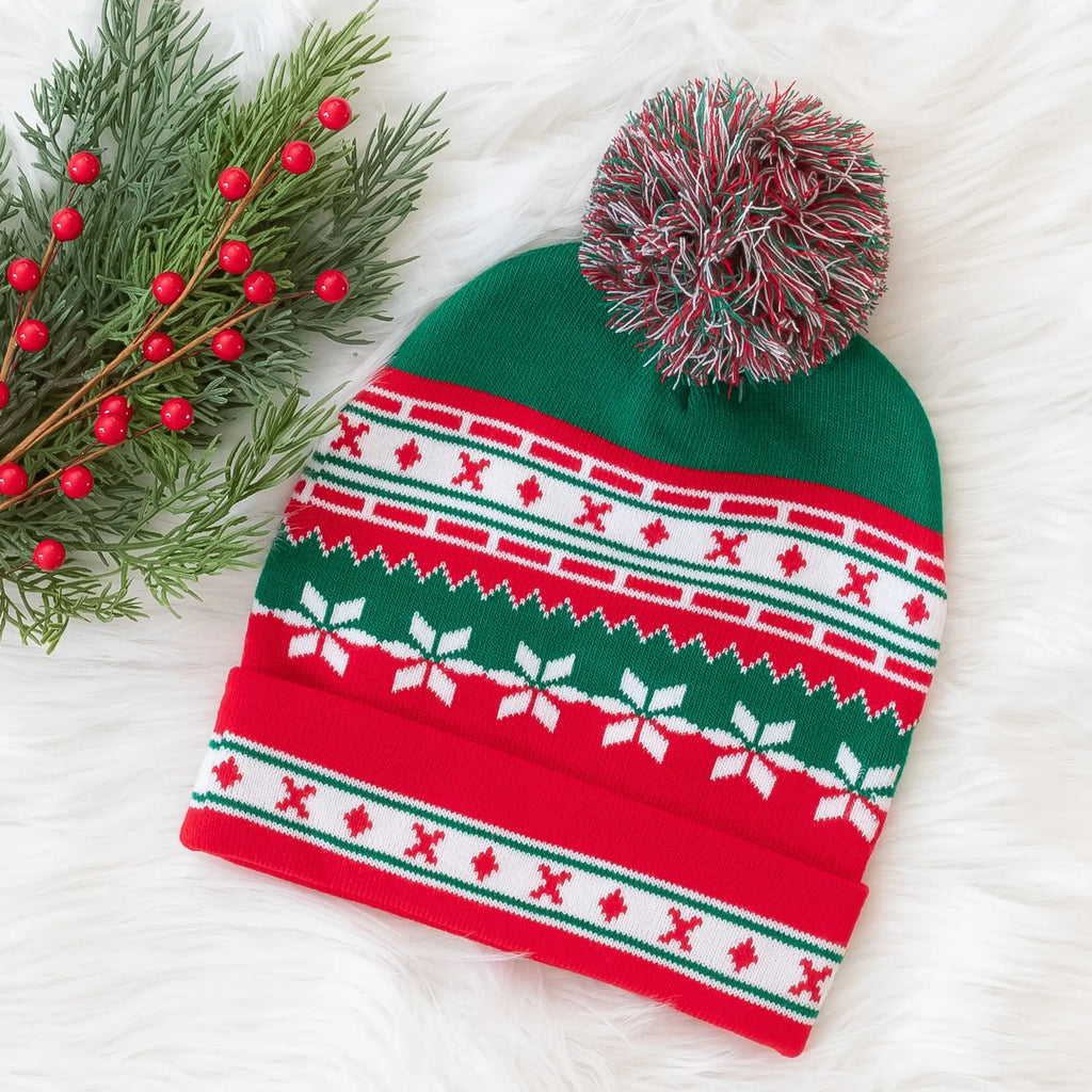 Traditional Nordic Christmas Beanie with Pom Pom Top Judson