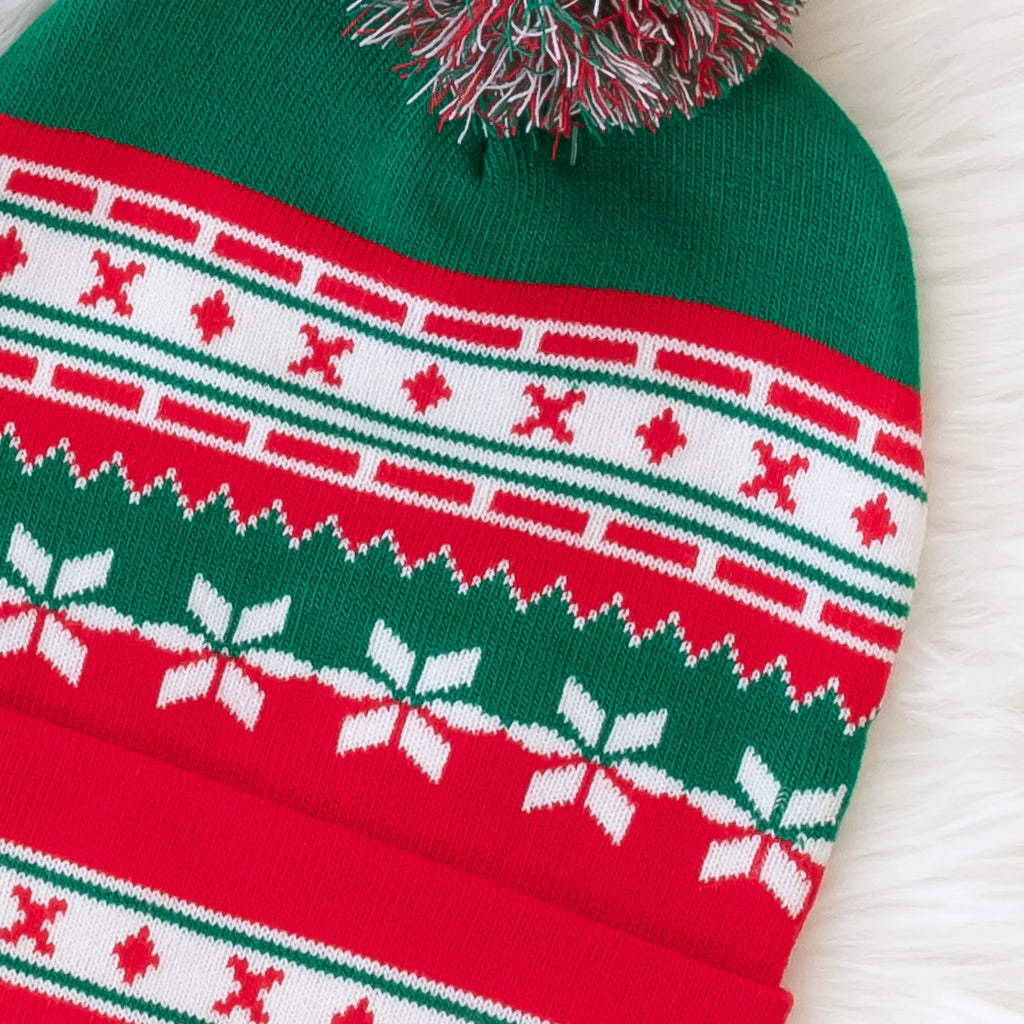 Traditional Nordic Christmas Beanie with Pom Pom Top Judson