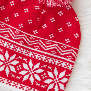 Traditional Nordic Snowflake Beanie with Pom Pom Top Judson