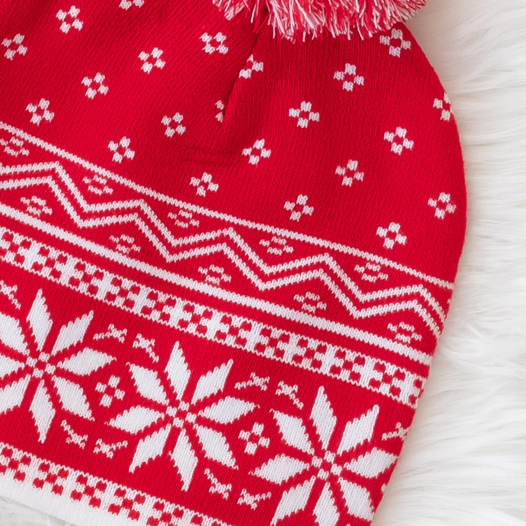 Traditional Nordic Snowflake Beanie with Pom Pom Top Judson