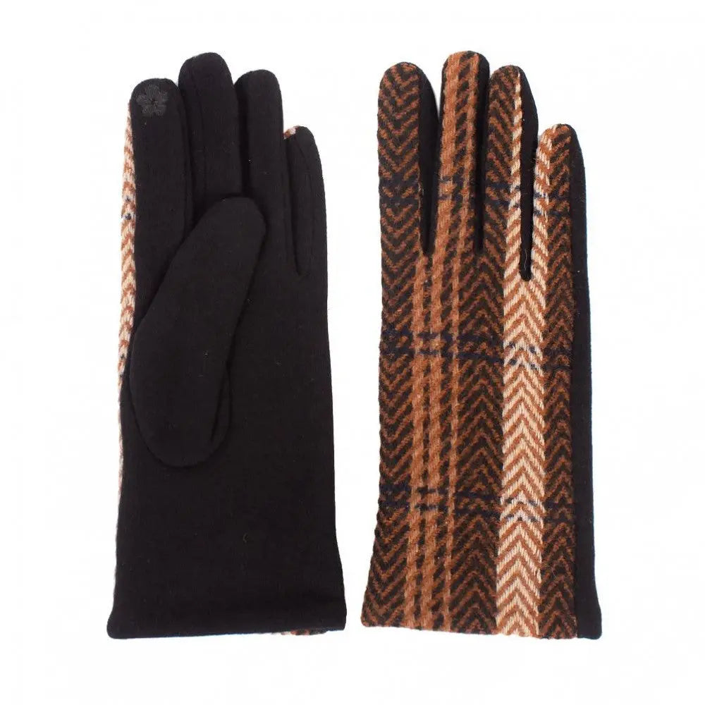 Tweed Print Smart Touch Gloves in Various Dark Neutral Colors Judson