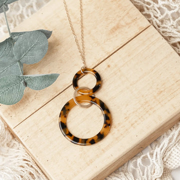 Warm Triple Circle Design Tortoise Long Necklace Judson