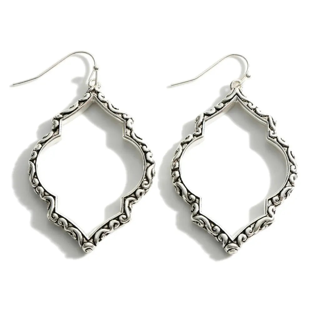 Whispering Engraved Accent Pattern Silver-tone earrings Judson