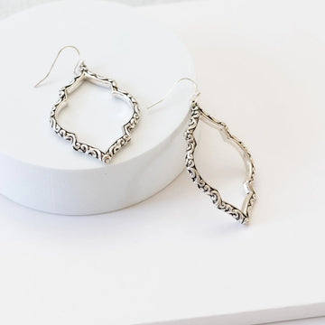 Whispering Engraved Earrings with Accent Pattern in Silver-tone Judson